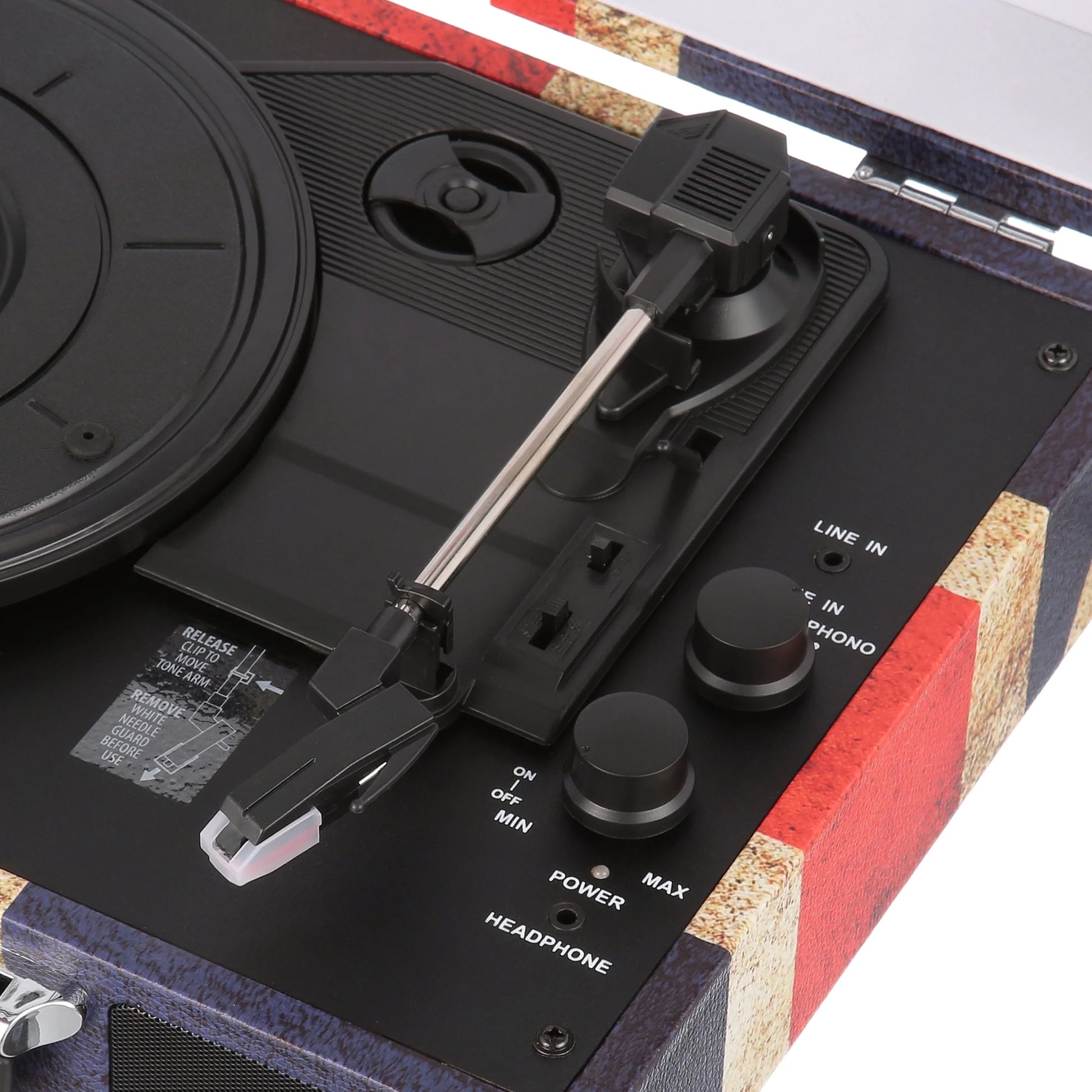 Journey Bluetooth Suitcase Turntable with 3-Speed Playback (Union Jack Design)