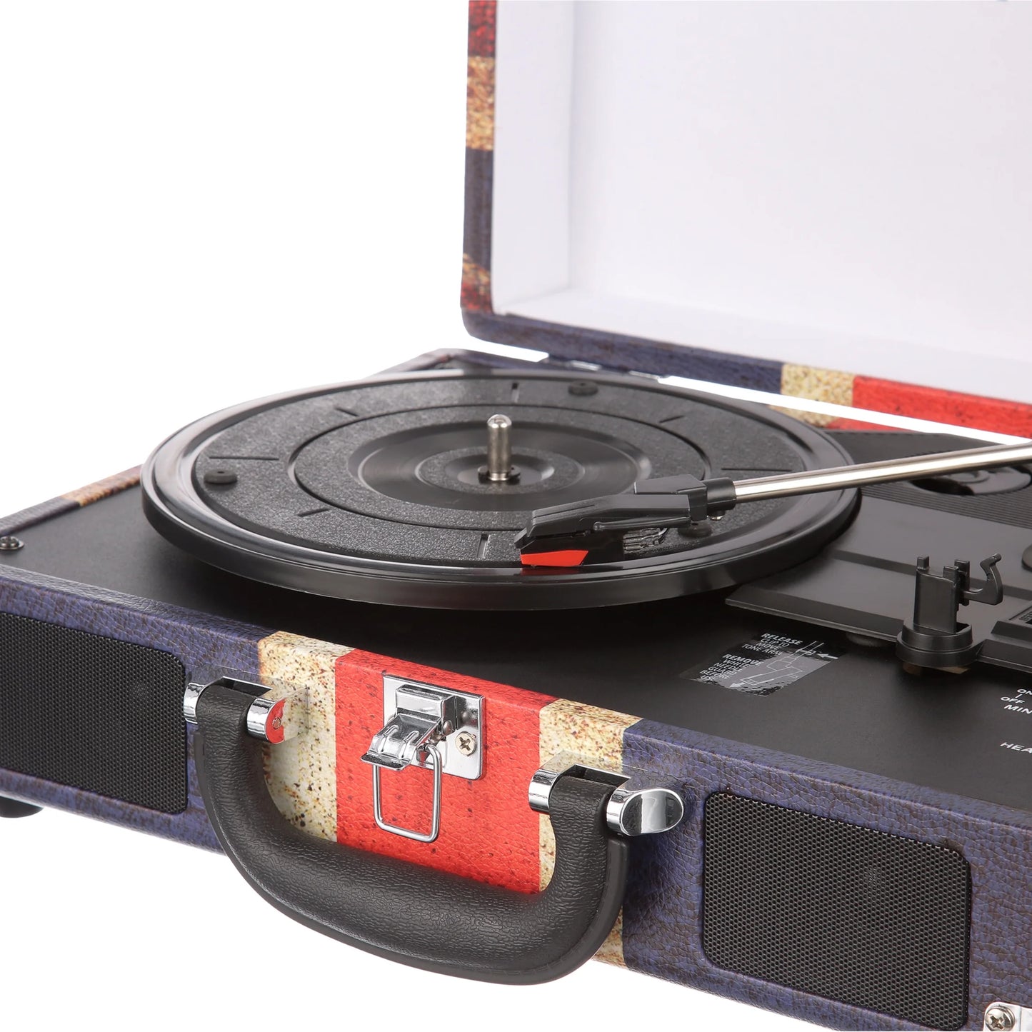 Journey Bluetooth Suitcase Turntable with 3-Speed Playback (Union Jack Design)