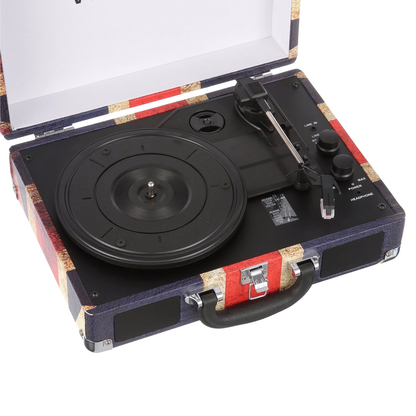 Journey Bluetooth Suitcase Turntable with 3-Speed Playback (Union Jack Design)