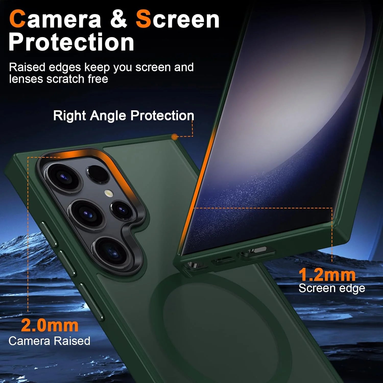 Shockproof Heavy Duty Cell Phone Case for Samsung Galaxy S24 Ultra, Green