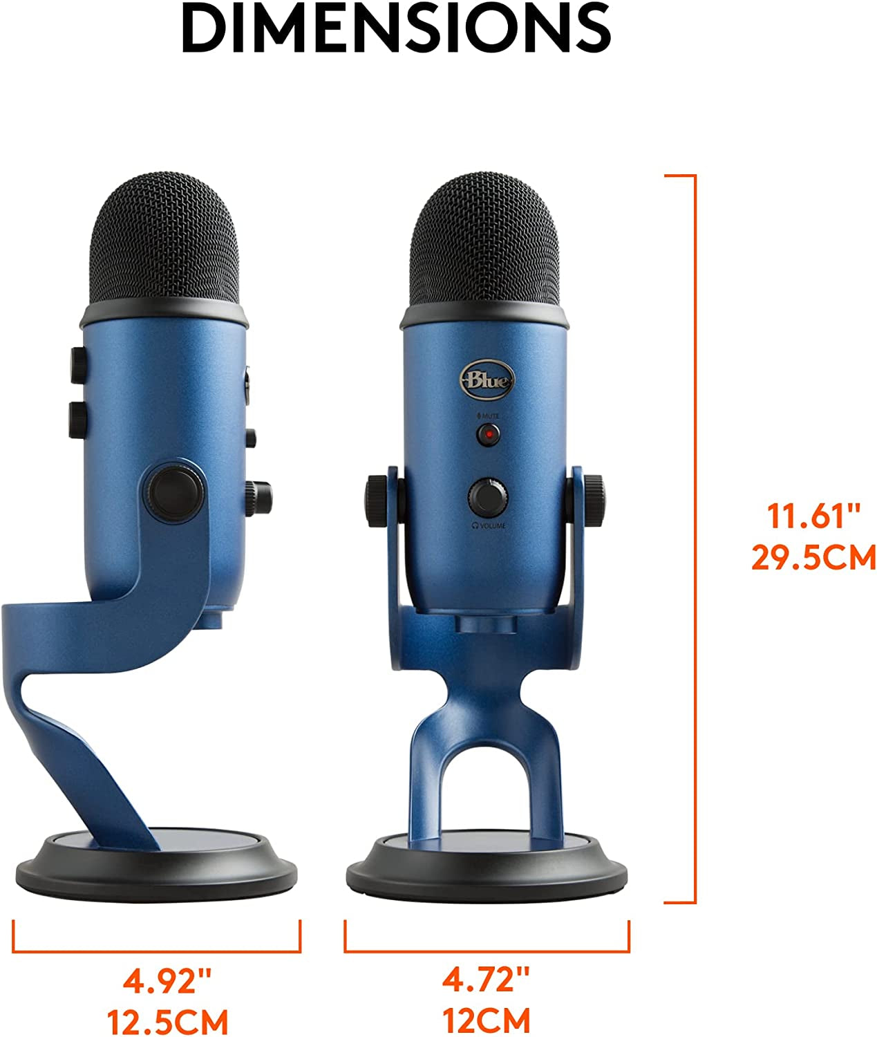 Logitech for Creators Yeti USB Microphone - Professional Quality for Gaming, Streaming, Podcasting, and Recording on PC and Mac, Featuring 4 Polar Patterns and Plug & Play Convenience - Midnight Edition