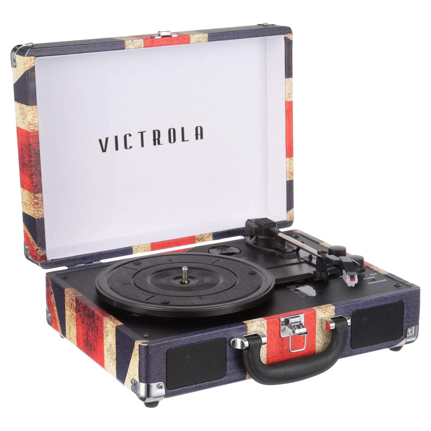 Journey Bluetooth Suitcase Turntable with 3-Speed Playback (Union Jack Design)